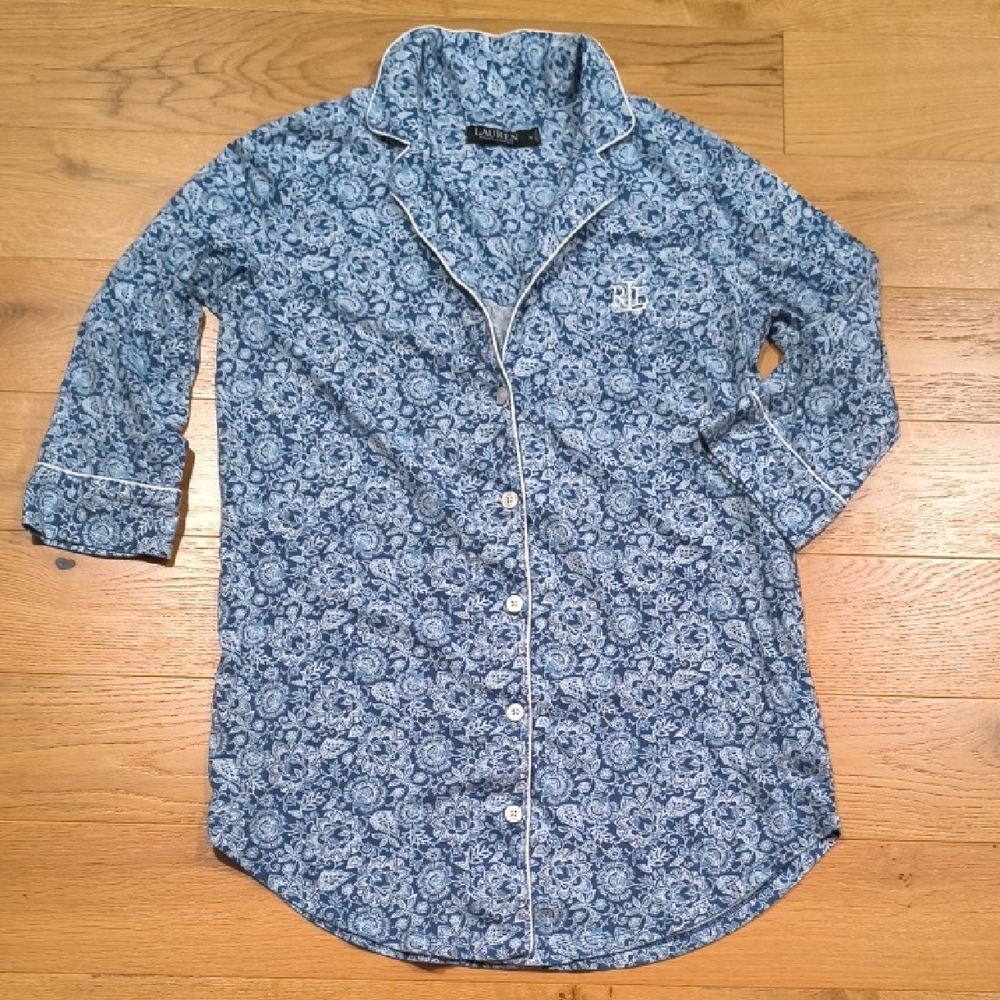 Ralph Lauren Blue Floral Women PJ Size M